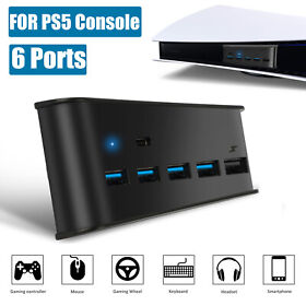 6 Ports Usb Hub Adapter High Speed Charger Splitter Expansion For Ps5 Console
