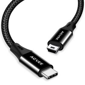 Agvee Bc2mn-bk22 2 Pack 6.6ft Usb-c To Mini Usb Cable Braided Black