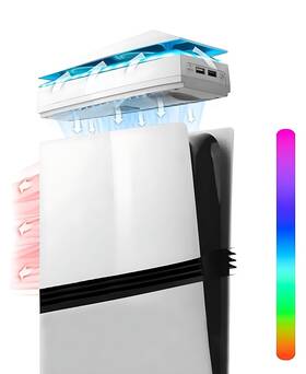 Amozify 750440517315 Rgb Cooling Fan For Ps5 Pro Disc And Digital Dust Cover 7 Light Modes