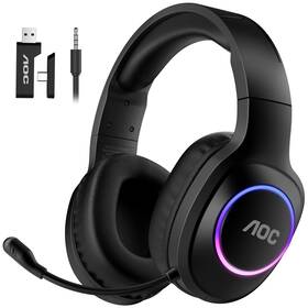 Aoc 220000740617 Auriculares Gaming Inalambricos Bluetooth 5.4 Sonido Envolvente 7.1 Negro