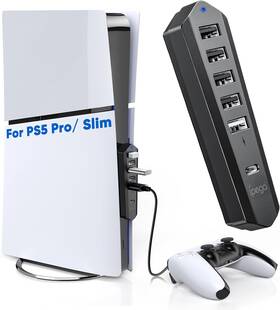 Auarte 445023817816 6 Ports Usb Hub Only For Ps5 Pro/slim Console Disc And Digital High-speed Por