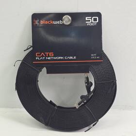 Blackweb 681131102827 Cat6 Flat High-performance Network Snagless 25ft Patch Cable Black New
