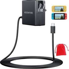 Kf-n-0508 Brand Keenfire Foldable Ac Adapter For Nintendo Switch And Lite Oled Black