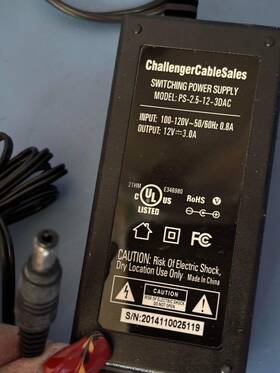 Ps-2.5-12-3dac Challenger Cable Sales Switching Power Adapter 12v 3a