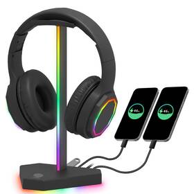 Hs01 Charlxee Rgb Headphones Stand With 1 Usb-c Data Transmission& 3 Type-c Charging Port