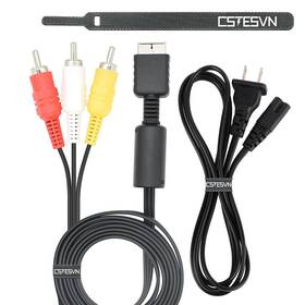 Cstesvn 445053886837 Power Cord And Av Cable For Ps1 Ps2 Ps3 Ac Compatible W