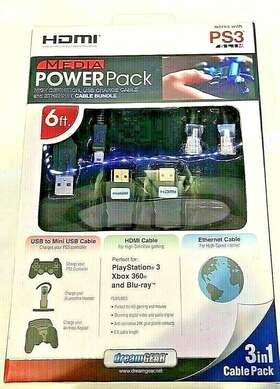 Dreamgear 845620013999 Dream Gear Media Power 3in1 Cables Usb To Mini Ethernet Ps3