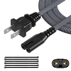 Ecjtu 723496996922 Ac Power Cord 20ft 1 Pack 2 Prong Tv Nylon Braid Cable Replacem