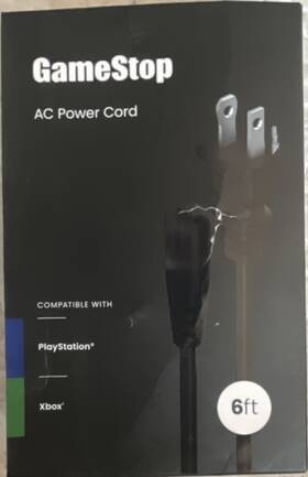 P-10003 Gamestop Ac Power Cord 6ft Black 2-pin Connector For Playstation Xbox Console