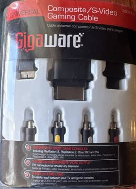 Gigaware 040293469184 Universal Composite/s-video Gaming Cable Ps2 Ps3 Wii Xbox 360 Bnib