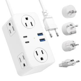 Sx2-wt-12w Kakyanill European Travel Plug Adapter Eu/uk/us Power Strip 6 Ac