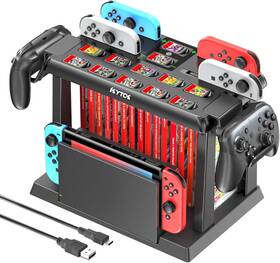 Kt-k502 Kytok Switch Games Organizer Station With Controller Charger Charging Dock Black