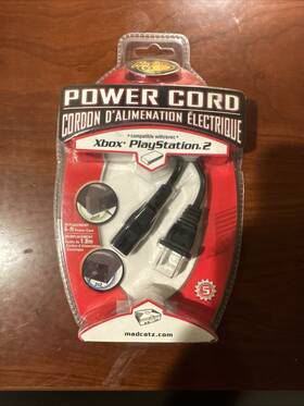 Hh5-06045 Mad Catz Madcatz Power Cord Xbox Ps2 Playstation Avec 6 Ft Universal Gaming Retro