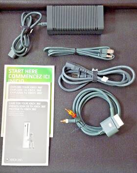 Microsoft 877083846098 Xbox 360/power Supply/power Cord/composite Av Cable/manuals-ships Free