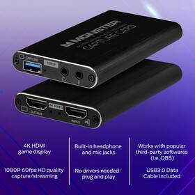 Mad1-2024-blk Monster 4k Hdmi Capture Card With Usb 3.0 1080p 60fps Recording And Streaming