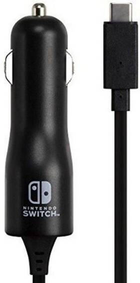 Pdp 708056061388 Gaming Play And Charge Car Adapter Tangle Free Flat Cable Black - Nintendo
