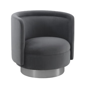 Peony Gray Fabric Upholstered Sofa Accent Chair With Brushed Gold Legs