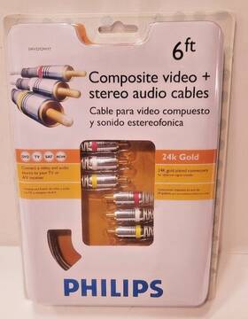 Swv3212w Philips Swv3212w/17 Phillips 6ft Braided Superior Composite A/v Audio Video Cable 24k Gold New
