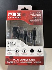 Ps3 And Move I-con Dual Charge Cable Features Play N