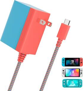 Rgeek-45w-switch-adapter Rgeek Charger For Nintendo Switch 45w Ac Power Red Blue Pink