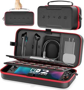 Vg-sw201 Rysker Switch 2 Case For Joycon And Charger Hard Shell Carrying Red