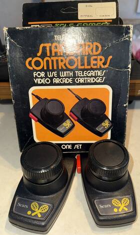 99831 Sears Oem Tele-games Paddle Controllers Set With Box For Atari 2600 Console