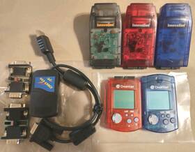 A205 Sega Red Blue Vmu Memory Cards Vga High Definition Cable For Dreamcast More