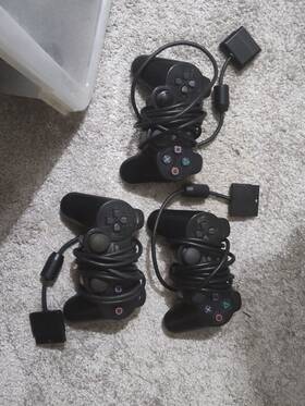8t5e Sony Lot Of 3 Play Station Controllers Awesome Deal Great Gift