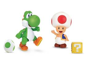 Super Mario 192995416420 Nintendo 4 Inch Action Figure 2-pack Yoshi And Toad With Accessories