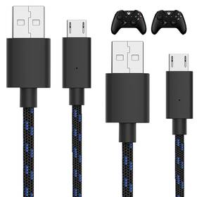 04947 Talkworks Controller Charger Cord For Xbox One - 2 Pack 10 Ft Nylon Black