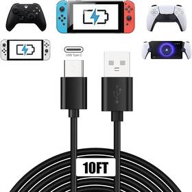 Tech 744110583403 10ft/3m Fast Charging Cable For Xbox Series X S/ps5 Dualsense/switch Pro Control