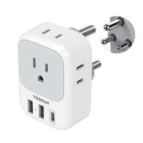 Ts-161-za-c Tessan South Africa Power Adapter Type M Plug Adaptor With 4 American Outlet