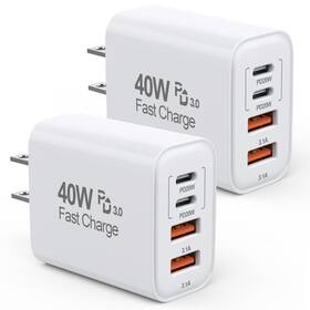 C44-b0dfq7qp7m Trimdish 40w Iphone 16 15 Charger Block Fast Charging 2-pack Usb C Wall 4-port