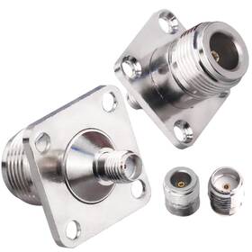 Tuolnk 616050811727 2pcs Type N To Sma Coax Connector Female 4-hole Panel Mount