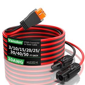 Sea228 Vansdon Solar To Xt60i Extension Cable 10awg 50ft Female Male Connector For
