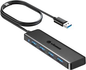 Usb-001 Vienon Usb 3.0 4-port Hub Splitter Expander For Laptop Xbox Ps4/5 Flash Drive 3.3ft