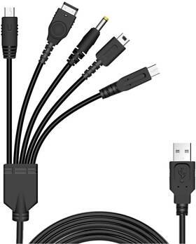 Xahpower 445027371345 5 In 1 Usb Charger Cable For Nintendo Ds Lite/wii U/new 3ds Xl 2