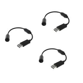 Xinjincang 792483558931 3pcs Black For Usb Breakaway Pc Cable Cord Adapter Converter Xbox 360 Contro