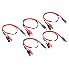 Zaplyte 746453039197 5pcs Dc 5.5 X 2.1mm Male Plug To Alligator Clip Cable Connector Black Red
