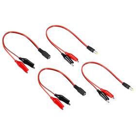 Zaplyte 746453039227 4pcs Dc 5.5 X 2.1mm Male Female Plug To Alligator Clip Cable Connector Black Red