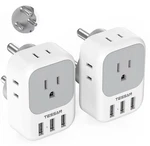 South Africa Plug Adapter 2 Pack, Tessan Type M Travel Adaptor With 4 Outl.... Fixed Price $27.95.