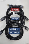 3-PACK Hdmi 2.1 6FT 48GBPS 8K 60HZ 4K 120HZ Earc (3 Cables) PS5, Xbox. Fixed Price $28.00.