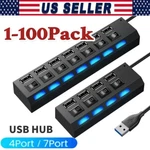 Usb Hub 7 Port On/off Switch High Speed Splitter Ac Adapter Cable Pc Laptop Lot. Fixed Price $403.98.