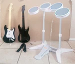 Nintendo Wii Rock Band Bundle Drum Set Kit 2 Guitars Hero Wireless Controller. Fixed Price $239.99.