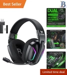 Rechargeable Wireless Gaming Headset With Omnidirectional Mic & 50H Playtime. Fixed Price $58.49.