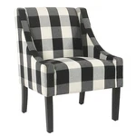 Benzara Fabric Upholstered Wooden Accent Chair With Buffalo Plaid Pattern, Black. Fixed Price $299.44.