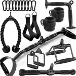Wnoey 21 Pcs Cable Attachments For Gym Set With Wide Grip Lat Pull Down Black. Fixed Price $183.95.