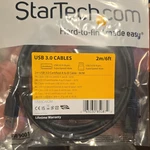 Startech 3.0 To Male Certified Round Cable 2M/6FT Black USB3CAB2M. Fixed Price $12.99.