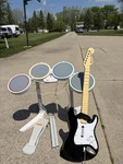 Bundle Nintendo Wii Rock Band Wired Drum Set Harmonix 19092. Fixed Price $125.00.