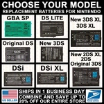 Replacement Rechargeable Battery For Nintendo NEW/3DS/2DS/DSI/DS/LITE/XL/GBA Sp. Fixed Price $17.99.